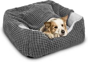 lot 1135 image: GASUR Dog Beds for Large Medium Small Dogs, Rectangle Cave Hooded Blanket Puppy Bed, Luxury Anti-Anxiety Orthopedic Cat Beds for Indoor Cats, Warmth and Machine Washable (30 inches, Grey)