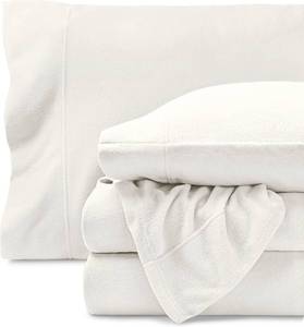 lot 1147 image: Bare Home Super Soft Fleece Sheet Set - Twin Size - Extra Plush Polar Fleece, No-Pilling Bed Sheets - All Season Cozy Warmth (Twin, Cream)
