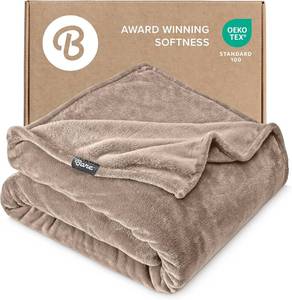 lot 1163 image: Bare Home Fleece Blanket - ThrowTravel - Ultra-Soft Lightweight for Bed, Sofa, and Couch - Luxury Microplush - Cozy Warm Blanket (ThrowTravel, Taupe)