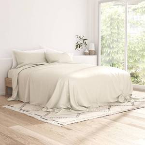 lot 1166 image: Linen Market - Queen Sheets - Cooling Bed Sheets Set - Deep Pocket Up to 16 - Breathable & Soft Bed Sheets & Pillowcases - Hotel Luxury Silky Soft - Queen Size Bed Sheets Set - 4 Piece, Ivory