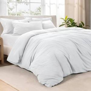 lot 1167 image: Bare Home Microfiber Duvet Cover Set - Ultra Soft Washed Microfiber - Oversized King Size - Linen-Like Look - Easy Care - Breathable Fabric - Our Softest Duvet Cover Set (Oversized King, White)