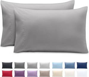 lot 1177 image: Bare Home Microfiber Pillow Cases - King 20x40 - Cooling Pillowcases - Double Brushed - Easy Care - Envelope Closure (King Pillowcase Set of 2, Light Grey)