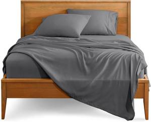 lot 1198 image: Bare Home Split Head Flex King Sheet Set - 1800 Ultra-Soft Microfiber Bed Sheets - Double Brushed - Deep Pockets - Easy Fit - 4 Piece Set - Bedding Sheets & Pillowcases (Grey)