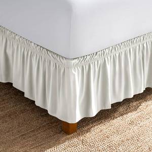 lot 1199 image: Bare Home Wrap Around Bed Skirt - for Queen Size Beds with 15 inch Tailored Drop - Easy Fit Elastic Strap - Adjustable and Ruffled Style - Wrinkle, Fade, and Stain Free (Queen, Cream)