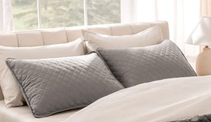 lot 1211 image: Bare Home Coverlet set of 2 Pillow Set Gray