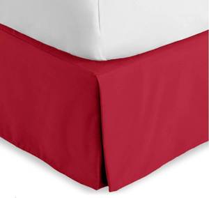 lot 1218 image: Bare Home Queen Bed Skirt - 15-Inch Tailored Drop Easy Fit - Bed Skirt for Queen Beds - Center & Corner Pleats (Queen, Red)