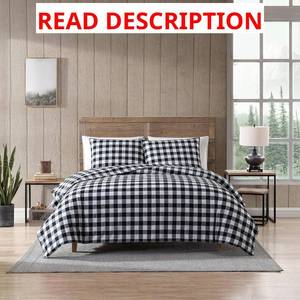 lot 1227 image: Eddie Bauer - Queen Duvet Cover Set, Cotton Reversible Bedding, Buffalo Plaid Bedding Set (Gray Check, Queen)