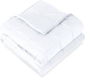 lot 1243 image: Bare Home Weighted Blanket Twin or Full Size 10lb (40 x 60) - Minky Fleece - Premium Heavy Blanket Nontoxic Glass Beads (White, 40x60)