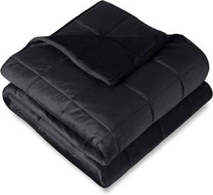 lot 1250 image: $113 Bare Home Weighted Blanket King Size 30lb (80 x 87) for Adults - Minky Fleece - Premium Heavy Blanket Nontoxic Glass Beads (Black, 80x87)