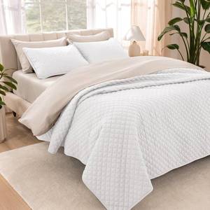 lot 1251 image: Bare Home Coverlet Set - King Size - Lightweight Bed Decor - Comforter Alternative - All-Season Quilted Bedspread (King, White)