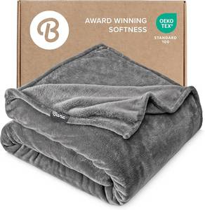 lot 1260 image: Bare Home Fleece Blanket - FullQueen - Ultra-Soft Lightweight for Bed, Sofa, and Couch - Luxury Microplush - Cozy Warm Blanket (FullQueen, Grey)