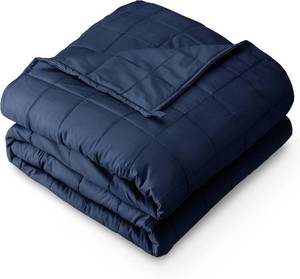 lot 1261 image: Bare Home Weighted Blanket All-Natural 100% Cotton with Nontoxic Glass Beads 40x60 10lbs, Dark Blue
