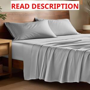 lot 1263 image: Bare Home 100% Rayon Made from Bamboo Queen Sheet Set - 4 Piece Bedding Set - Deep Pockets - Breathable - Easy Fit - Bedding Sheets & Pillowcases (Queen, limac purple)