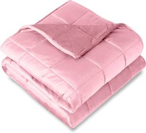 lot 1269 image: Bare Home Weighted Blanket Twin or Full Size 10lb (40 x 60) for Adults - Minky Fleece - Premium Heavy Blanket Nontoxic Glass Beads (Light Pink, 40x60)