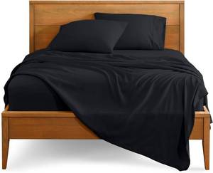 lot 1280 image: Bare Home Queen Sheet Set - 1800 Ultra-Soft Microfiber Queen Bed Sheets - Double Brushed - Deep Pockets - Easy Fit - 4 Piece Set - Bedding Sheets & Pillowcases (Queen, Black)