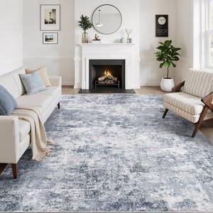 lot 1291 image: WITSHOCK 8x10 Area Rugs for Living Room  Machine Washable - Non Slip Modern Abstract Rug for Bedroom Under Dining - Stain Resistant for Household - Pet Owners (Blue)