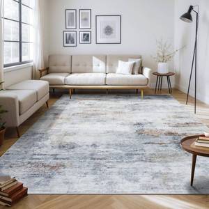 lot 1296 image: Area Rug 7x9 Soft Non-Slip Modern Abstract Large Carpet for Living Room, Bedroom & Dining Room - Machine Washable, Stain Resistant (Grey Brown)