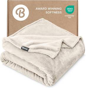lot 1300 image: Bare Home Fleece Blanket - TwinTwin Extra Long - Ultra-Soft Lightweight for Bed, Sofa, and Couch - Luxury Microplush - Cozy Warm Blanket (TwinTwin XL, Vanilla)