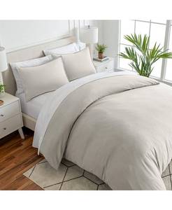 lot 1303 image: Bare Home Ultra-Soft Sand washed King Duvet Cover & Sham Set - Gray - King