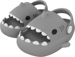 lot 7215 image: Kids Shark Slides, Shark Slippers with Adjustable Straps for Boys and Girls, Open Toe Sandals Big Kid. Size 6 