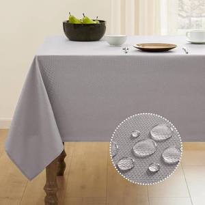 lot 7225 image: Veblandy Textured Tablecloth Rectangle Waterproof Table Cloth, Washable Table Cover Wrinkle Free Fabric Tabletop Decoration for Kitchen, Dining, Wedding, Parties, 60 x 84 Inch, Light Grey