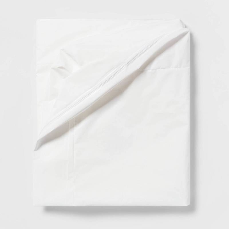 lot 1113 image: Full Waterproof Zippered Mattress Protector - Room Essentials Polyethylene Fabric, Fits 12 Depth, OEKO-TEX Certified - Retail $14