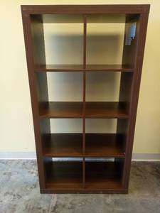 Woodalloy Bookshelf Cube Storage Organizer, 8-Cube Shelf Bookcase with Storage Bin, Modern Wood Open Shelf for Living Room, Bedroom, Home Office, Classic Oak - Retail: $126