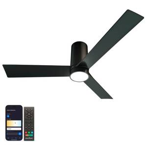 lot 1006 image: Nouvo 3 52 in. Smart Indoor Pearl Black 3-Blade WiFi Ceiling Fan with Adjustable Color & Tunable White LED, Remote - Retail $250