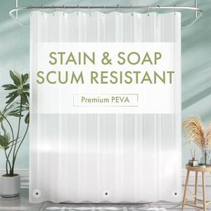 lot 1035 image: AmazerBath Shower Curtain Liner, 72x72 Plastic Frosted Shower Liner, Cute PEVA Shower Curtain Liners, Waterproof Vinyl Shower Curtain Liner with 3 Magnets, Lightweight Shower Curtains for Bathroom - Retail $8