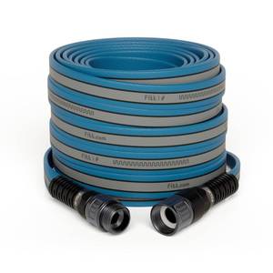 lot 1044 image: FITT HiFlo Water Hose 100ft, Multipurpose Flat Garden Hose, Easy to Use and Long-lasting Performance, Grey - Retail $62