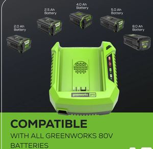 lot 1063 image: Greenworks Pro 80V Lithium Ion Battery Charger with Power Cord, TESTED DOES NOT CHARGE - Retail $100