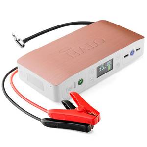 lot 1064 image: HALO Bolt Air 58830 Portable Car Battery Jump Starter  100 PSI Air Compressor, 58.8Wh USB Power Bank, Emergency Floodlight & Charger, Jump Cars SUVs & Trucks, Inflate Tires, TSA Approved �� Rose Gold - Retail $130