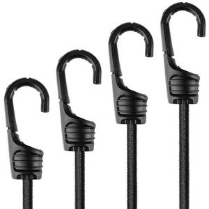 lot 1068 image: ZHOUBIN 32 Inch Black Bungee Cords with Hooks Heavy Duty, 4 Pcs - Retail $13