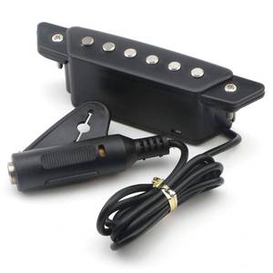 lot 1070 image: 1pcs 6-String SH-85 Soundhole Pickup EQ Preamp Pickup with Active Power Jack for Folk Acoustic Guitar, Ukulele (Sanding Black) - Retail $12