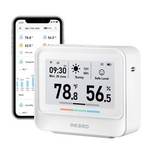 lot 1141 image: INKBIRD WiFi Thermometer Hygrometer, Temperature and Humidity Sensor with Weather Station, 9-in-1 IBS-TH5 with Electronic Ink Display, 2 Years Free Data Storage Export, Remote Monitor for Room - Retail $42