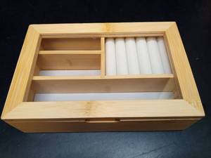 lot 1181 image: Bamboo Jewelry Box with Glass Top - Retail $15