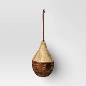 lot 1195 image: 10 Outdoor Woven Bird House Beige - Threshold - Retail $25