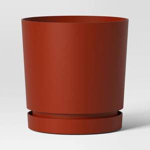 lot 1223 image: Recycled Resin Indoor Outdoor Planter Pot Red 6x6x6 - Room Essentials - Retail $20