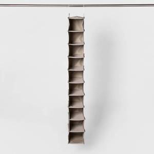lot 1226 image: 10 Shelf Hanging Shoe Storage Organizer Gray - Room Essentials Closet Rod Hanging Shoe Rack, Holds 10 Pairs, Fabric - Retail $17