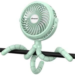 lot 1235 image: AMACOOL Battery Operated Stroller Fan, Baby Travel Essentials for Beach Disney, Newborn Boy & Girl Showers Gifts Registry Search, Rechargeable Clip On Fan for Car Seat Wagon Crib Bike Treadmill - Retail $24