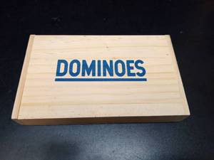 lot 1236 image: Wooden Dominoes Set in Storage Box - Retail $15
