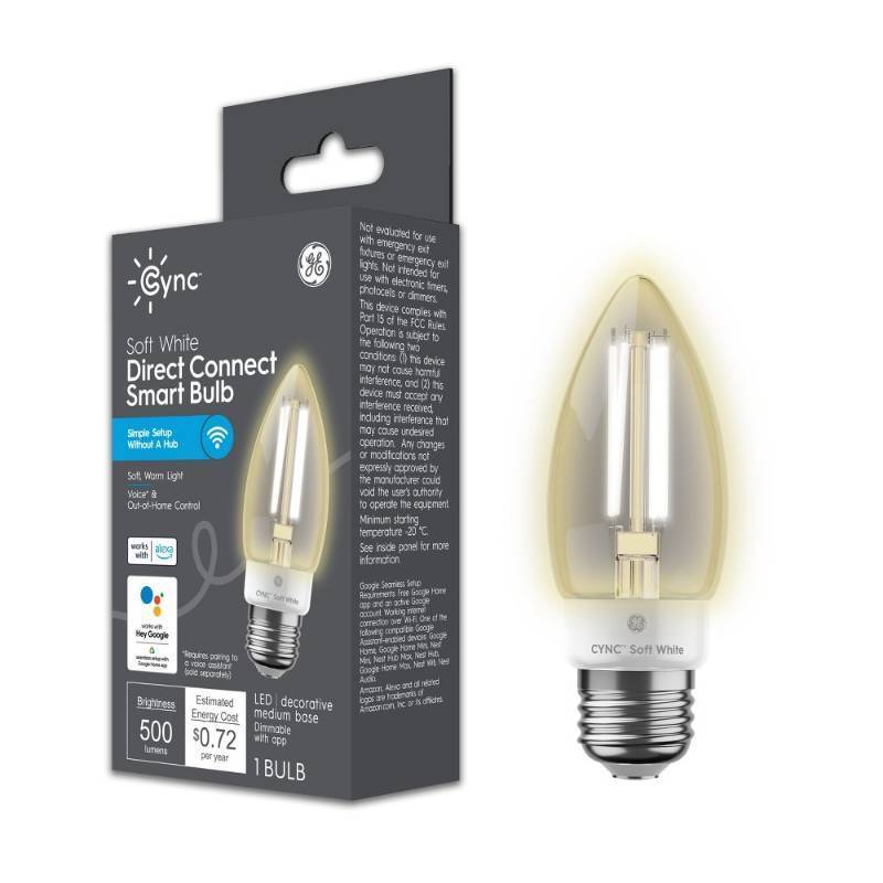lot 2043 image: 2 x GE CYNC Smart LED Decorative Light Bulb Medium Base Soft White 60W Equivalent, Energy Star, Alexa & Google Compatible - Retail $14