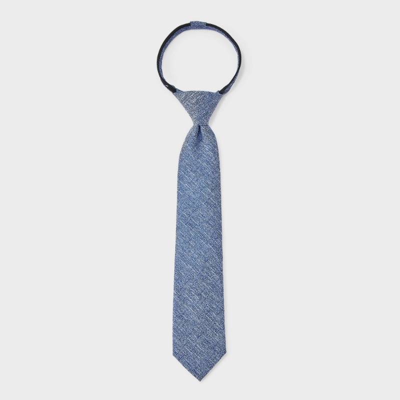 lot 2124 image: Boys Woven Zip Necktie - Cat & Jack�� Navy Blue SM Solid Pattern, Recycled Polyester, Kids Tie - Retail $10