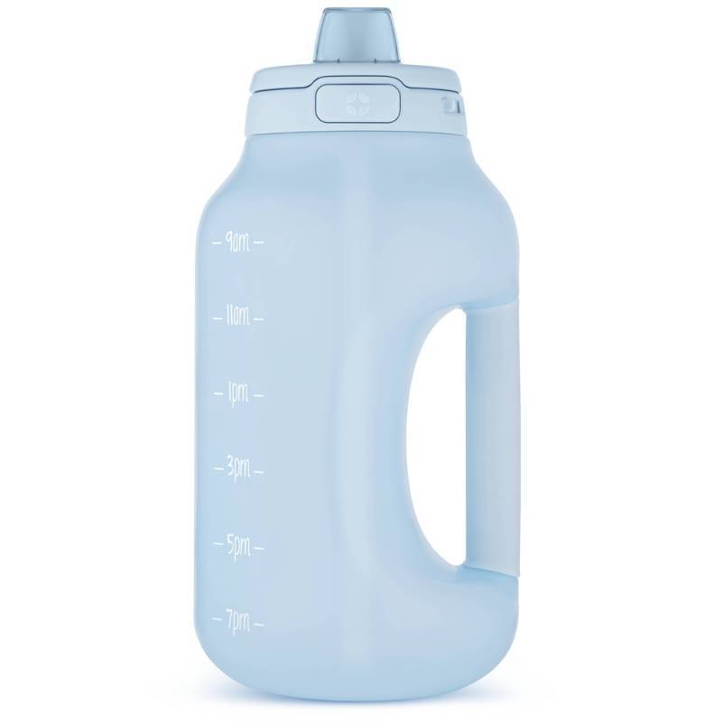lot 2058 image: Ello Hydra 64oz Half Gallon Plastic Jug with Straw - Blue Water Bottle, Dishwasher-Safe, Cold Beverages - Retail $25