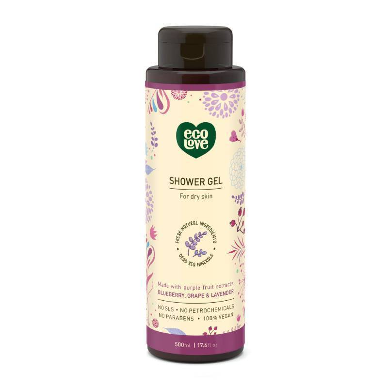 lot 2010 image: ecoLove - Natural Moisturizing Body Wash for Dry Skin - Organic Blueberry, Grape & Lavender - No SLS or Parabens - Vegan and Cruelty-Free Shower Gel, 17.6 oz Retail 14.99
