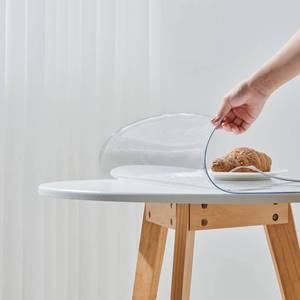 lot 2067 image: Leffora 17 Inch Clear Round Table Cover Protector, 1.5mm Thick Plastic Desk Protector Mat, Round Waterproof Oil Proof PVC Desk Cover, Vinyl Placemats for Circle Desktop, Night Stand, Coffee Sofa Table - Retail $18