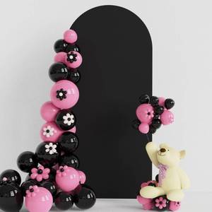 lot 2074 image: Putros Wedding Arch Cover 6FT Terracotta Spandex Fitted Round Top Chiara Backdrop Stand Covers for Wedding Birthday Party Decoration - Retail $30