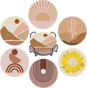 lot 2075 image: DOTSOPS 8 Pcs Diamond Painting Coasters- Diamond Art Coasters for Beginners Adults & Beginners Diamond Art Kits for Adults Craft Supplies - Retail $80