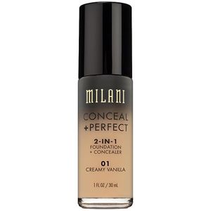 lot 2076 image: Milani Conceal  Perfect 2-in-1 Foundation  Concealer - 01 Creamy Vanilla - 1 fl oz - Retail $65