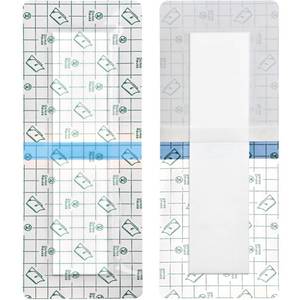 lot 2077 image: Waterproof Incision Bandages for Large Wounds Knee Hip Replacement Adheisve Island Dressing Bandaid Tape Post Surgical Shower Protector, No Glue On Center 4 x 12 Inch (Pack of 13) - Retail $15